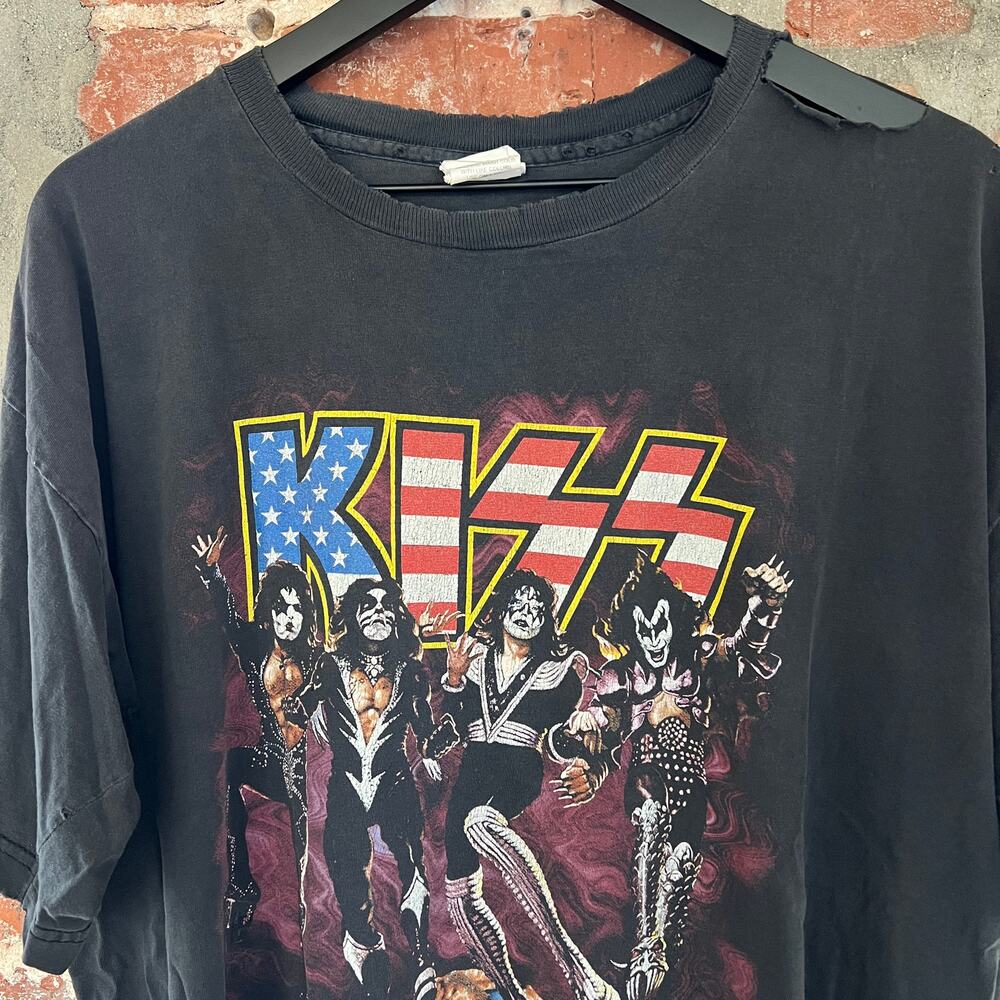 VTG 90s KISS Band Men's T Shirt Cronies XL Perfect thrash fade